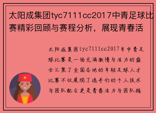 太阳成集团tyc7111cc2017中青足球比赛精彩回顾与赛程分析，展现青春活力与团队精神